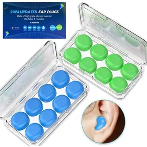 Silicone Ear Plugs for Sleeping Swimming,Reusable Moldable Noise Cancelling Earplugs for Shooing Range, Swimmers, Snoring, Airplanes, ravel, Work, Sudying, (16-Pillows)