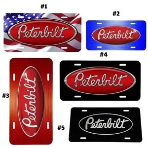 Peterbilt Logo License Plate, Car Accessories, Perfect Gift - Lightweight Aluminum, Pre-Drilled holes, Easy Installation Automotive Protector 