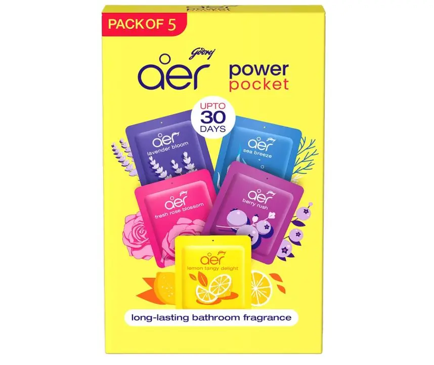 Power Pocket Air Freshener for the Entire Home with Long Lasting Scent, Assorted, Pack of 5