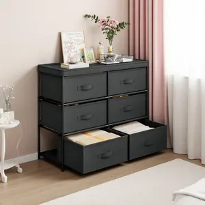 6 Tier Fabric Drawer Organizer - Bedroom Storage Tower with Compartments |   Foldable for Closet/Entryway |   Lightweight & Portable