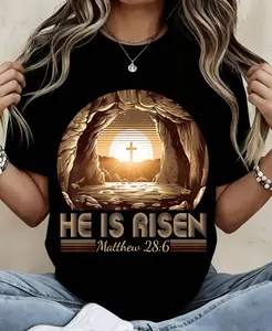 Men's "Jesus Was A Misfit Too" Casual T-Shirt - Easter Cross, He Is Risen Christian Theme, Casual Clothes for Men (Sizes L, 2XL)