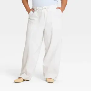 Women’s High-Rise Drawstring Soft Utility Jeans - Universal Thread White 28