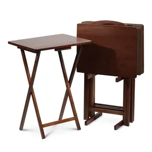 PJ Wood Folding TV Tray Tables w/ Compact Storage Rack, 5 Piece Set PJ Wood Folding TV Tray Tables w/ Compact Storage Rack, 5 Piece Set