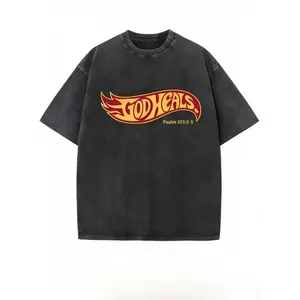 Christian Graphic T Shirt – Vintage Washed Heavyweight Cotton Faith Tee with Inspiring "God Heals" Scripture Design for Unisex Streetwear, Daily Spiritual Outfits, and Meaningful Gifts