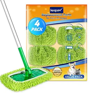 KEEPOW Reusable Microfiber Mop Pads Compatible with Swiffer Sweeper Mop 4 Pack (Mop is Not Included)