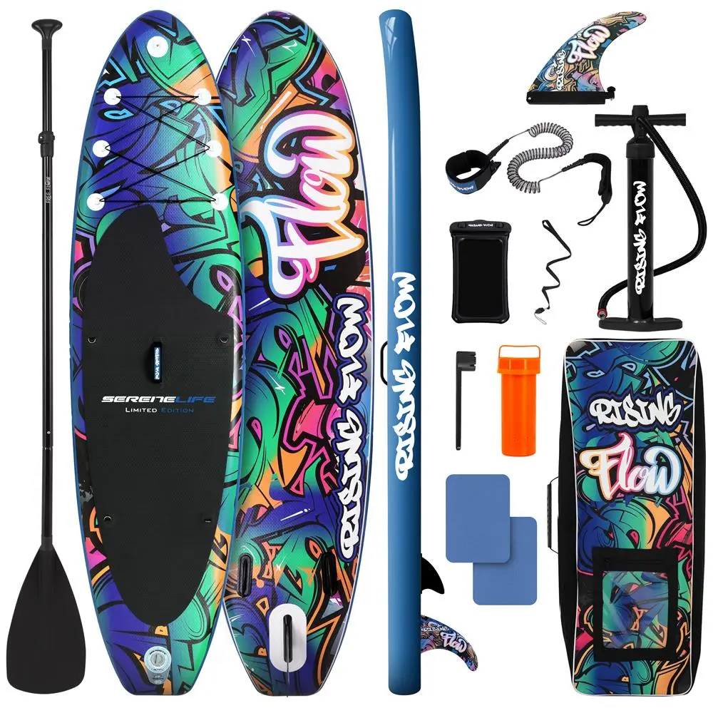 10'6" Inflatable Stand Up Paddleboard – Blue | Includes Paddle, Pump, Leash, Carry Bag & Waterproof Phone Case - 350lbs Capacity, Non-Slip EVA Deck & Stable Wide Design - Portable & Lightweight for Lakes, Rivers & Ocean Fun - Perfect for Kids & Adults