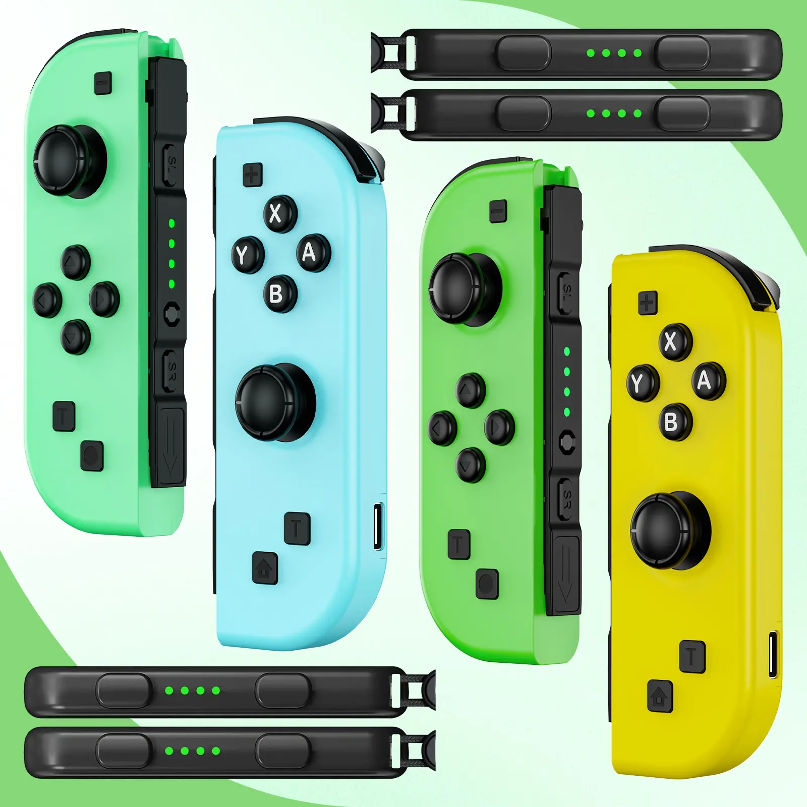 Wireless Joypad L/R Controller for Nintendo Switch – Ergonomic, Dual Vibration, Motion, Bluetooth, Green/Yellow