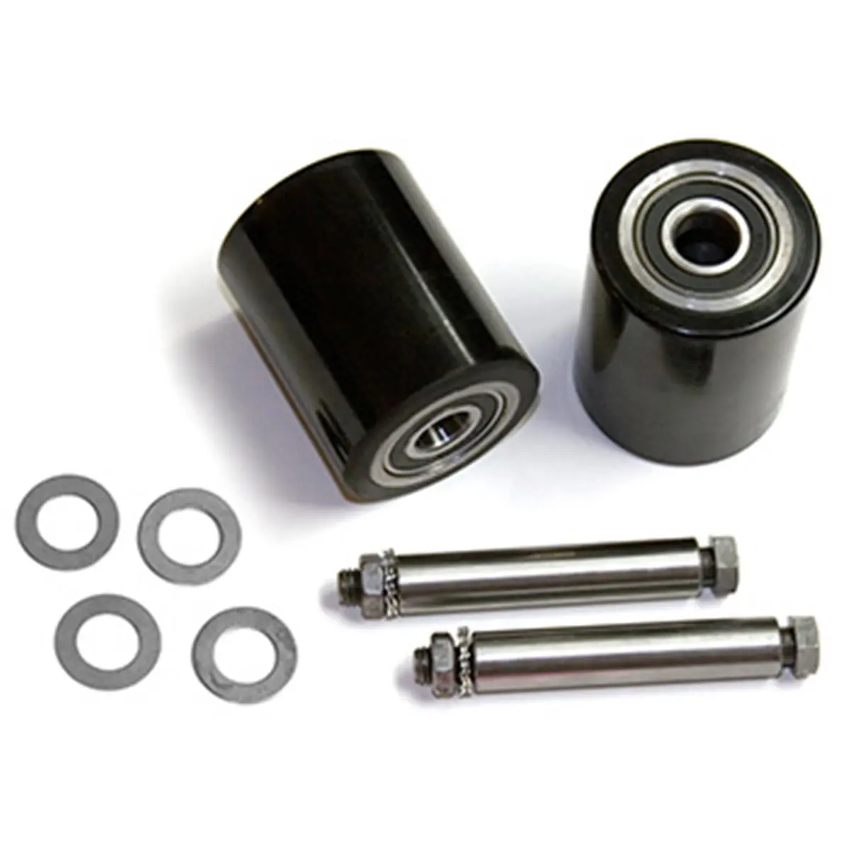 212 MAIN L-50 Heavy-Duty Polyurethane Load Wheel Kit for Manual Pallet Jack, Black Wheels, Pre-Assembled with Bearings, Fasteners, Axles, Easy Installation Solution