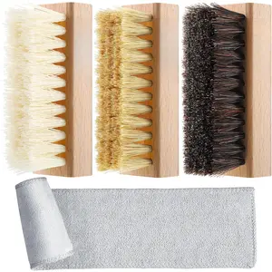 3 count Dual Sided Sneaker Shoe Cleaner Brush Set Shoes Clean Brush Kit Both  and Plastic Bristles with Microfiber Cloth (B)