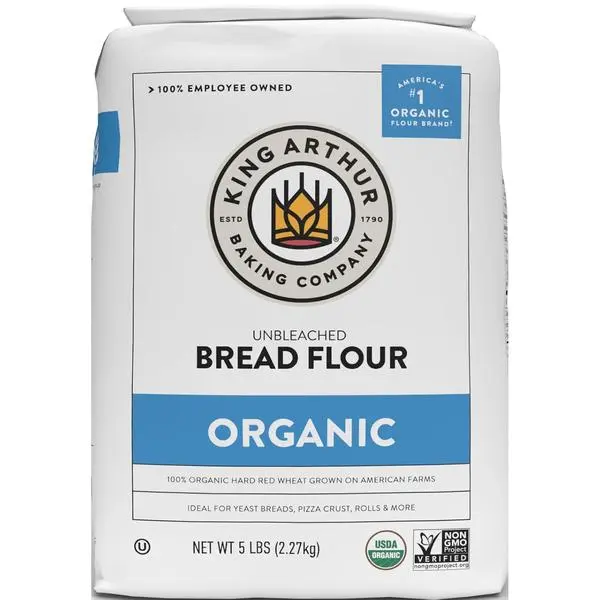 King Arthur 100% Organic Bread Flour, Unbleached, 5 lb (Pack of 1) - Non-GMO Project Verified, No Preservatives