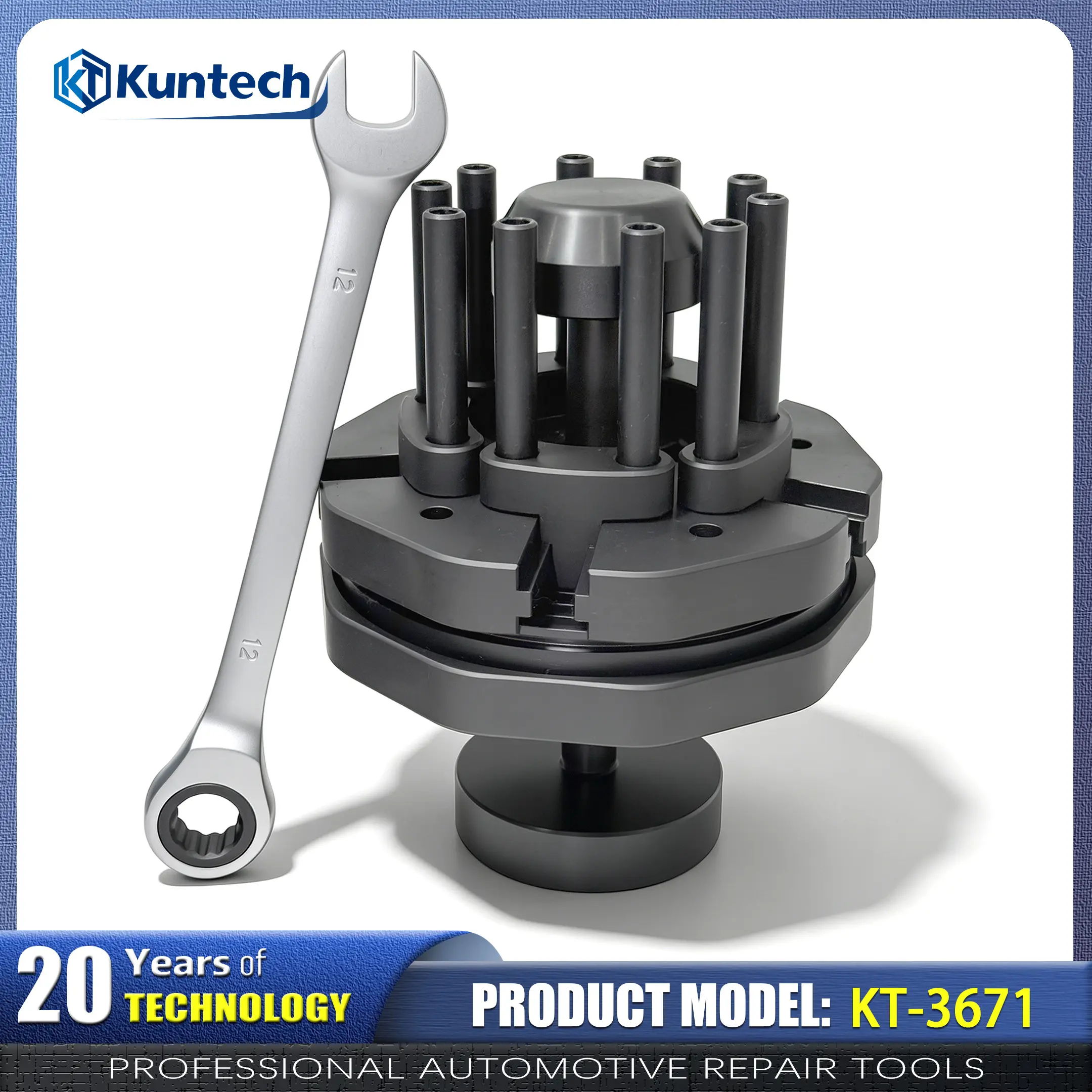 Kuntech KT-3671 Adjustable Universal Alloy Steel Piston Ring Installer Compressor Tool, 55-105mm Auto Repair Tool for Car & Truck Engine Rebuilds, Ring Seating with Simple Setup