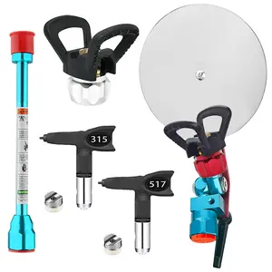 7-Piece Airless Sprayer Accessory Kit, includes 1 rotating union, 1 disc baffle, 2 rotatable nozzles, Adjustable nozzles, 1 7.87-inch extension rod, 2 spray gun bases. Suitable for interior and exterior houses, gardens, fences, and wall painting