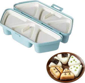 Triangle Sushi Onigiri Mold Blue 6 in 1 Food Grade BPA free DIY Multifunctional Collapsible Onigiri Make Storing Mold to 6 Triangular Sushi at The Same Time Quickly And Easily