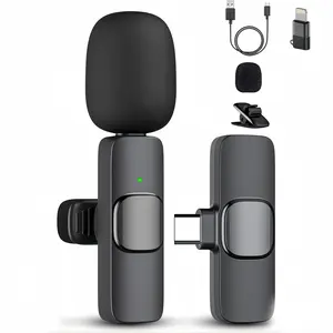 Professional Wireless Lavalier Microphone for iPhone 15(Above) and Android USB-C Device, Cordless Omnidirectional Clip Mic, Plug-Play Microphone for Interview Video Podcast Vlog YouTube wireless  microphone  iphone Pack