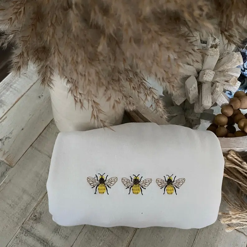 Embroidered Bumble Bee Crewneck-  Bee Sweatshirt -Cute  Sweatshirt  - Trendy Crewneck