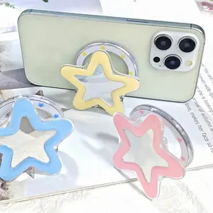 1-Piece Pack - Creative Five-Pointed Star Mirror Phone Airbag Holder - Magnetic Extendable Holder - Everyday Desk Phone Support - Simple Portable Makeup Mirror - Magnetic Phone Grip, Phone Accessory