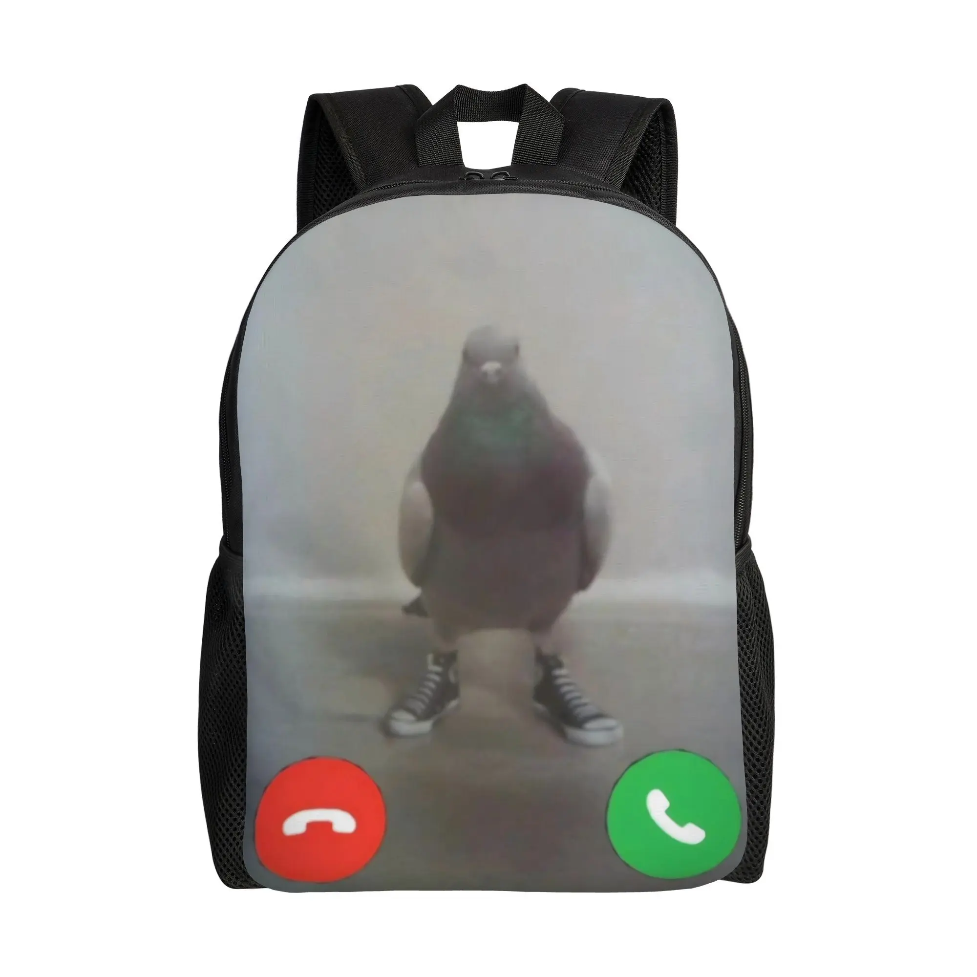 Kids Cartoon Character Backpack - 600D Oxford Lightweight Waterproof 15-Inch Laptop Bag, Durable Single-Piece Character-Themed Daypack with Funny Animal Print Pigeon Incoming Call Meme, Breathable Padded Straps for Student Daily Use, Cartoon Character Bac