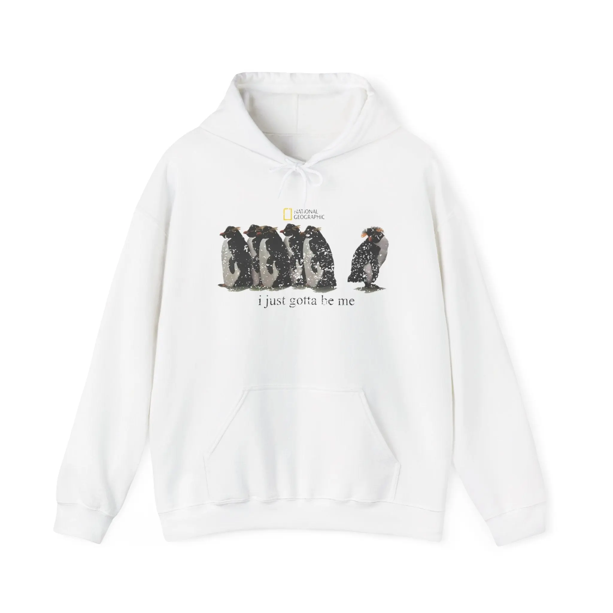 "I Just Gotta Be Me" - Distressed Penguin Graphic Hoodie
