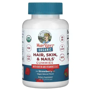 MaryRuth's Organic Hair, Skin & Nails Gummies, Strawberry, 60 Gummies