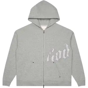Godspeed OG Logo V2 Zip Up Hoodie Grey/Silver Satin