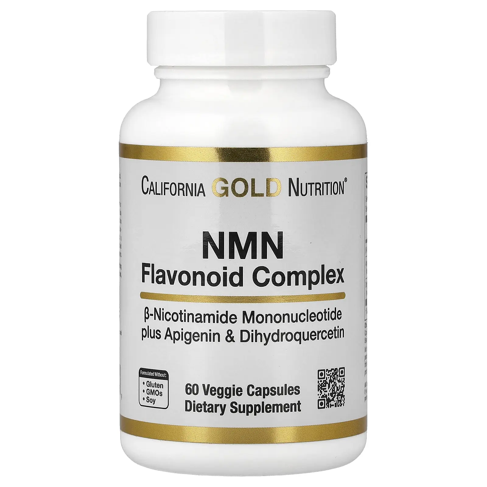 California Gold Nutrition NMN Flavonoid Complex with Apigenin and Dihydroquercetin, 60 Veggie Capsules