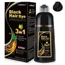 MEIDU 3 in 1 Black Hair Dye Shampoo - Herbal Ingredients Can cover gray hairs, Contains Ginseng Extract, Natural Haircoloring（400ml）