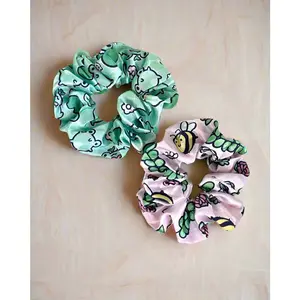 Cute Bee & Frog Kawaii Soft Satin Scrunchies Set