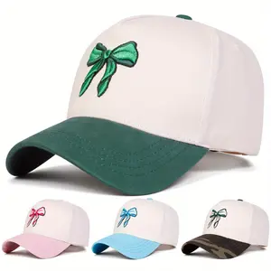 Unisex Bow Embroidered Baseball Hat Outdoor Adjustable Sunscreen Leisure Hat Travel Tourism Beach Vacation