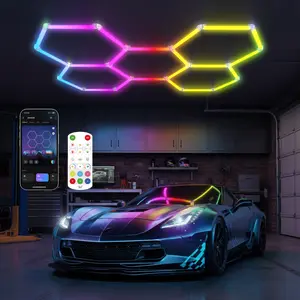 LUMENFOX RGB Hexagon Light Smart Modular Honeycomb Light App & Remote Control LED light Music Sync DIY Colors Ceiling light Gaming Room Party Office Garage Light LED Wall Decor light, SpringGlowUp