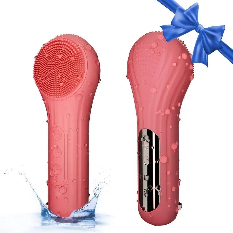2 in 1 Facial Cleansing Brush, Heatable Vibrating Face Scrubber with Massage, Silicone Face Scrubber for Women & Men, Electric Facial Cleanser for Deep Cleansing, Facial Cleaning Tool, Facial Cleansing Tools