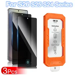3-Pack Protective Privacy Tempered Glass Screen Protector for Samsung Galaxy S25 Ultra /S24 Ultra /S26 Plus/S25+/S24Plus/S25 Edge, Anti-Spy, Auto-Align, Dust-Free, 9h Hardness, Accessories