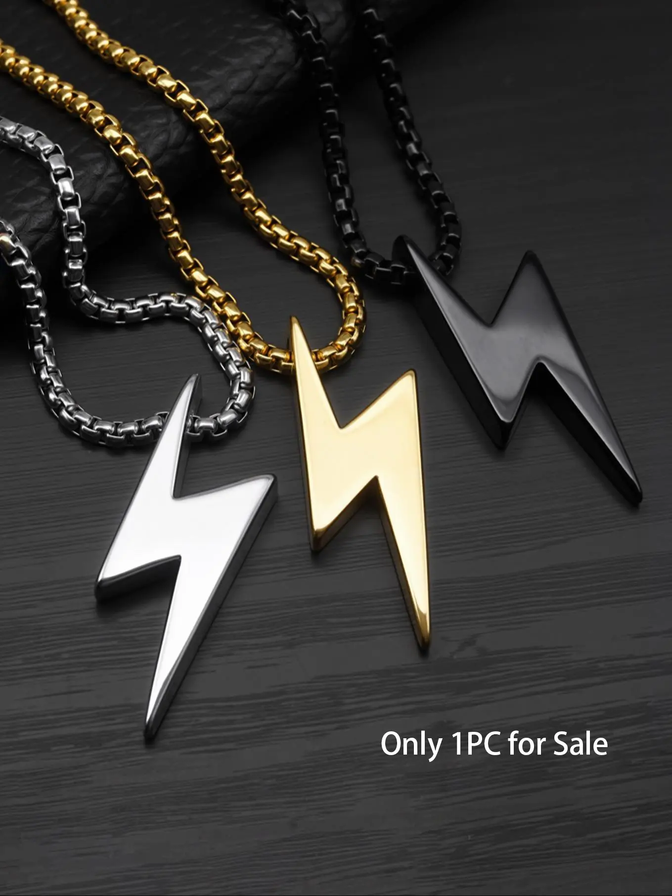 Lightning Pendant Necklace for Men, Fashion Jewelry for Party, Daily Clothing Decor, Trendy All-match & Exquisite Jewelry for Birthday Gift, Exquisite Chain Jewelry, Stainless Steel Necklace