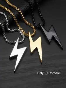 Lightning Pendant Necklace for Men, Fashion Jewelry for Party, Daily Clothing Decor, Trendy All-match & Exquisite Jewelry for Birthday Gift, Exquisite Chain Jewelry, Stainless Steel Necklace