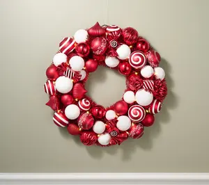Kringle Express 22" Lit Shatterproof Ornament Wreath