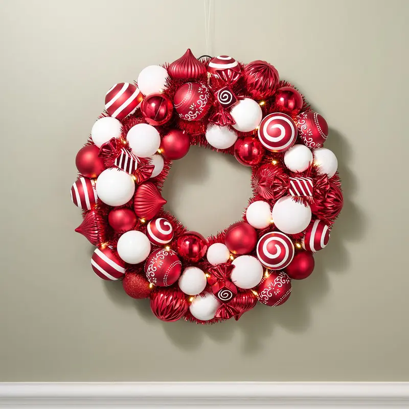 Kringle Express 22" Lit Shatterproof Ornament Wreath