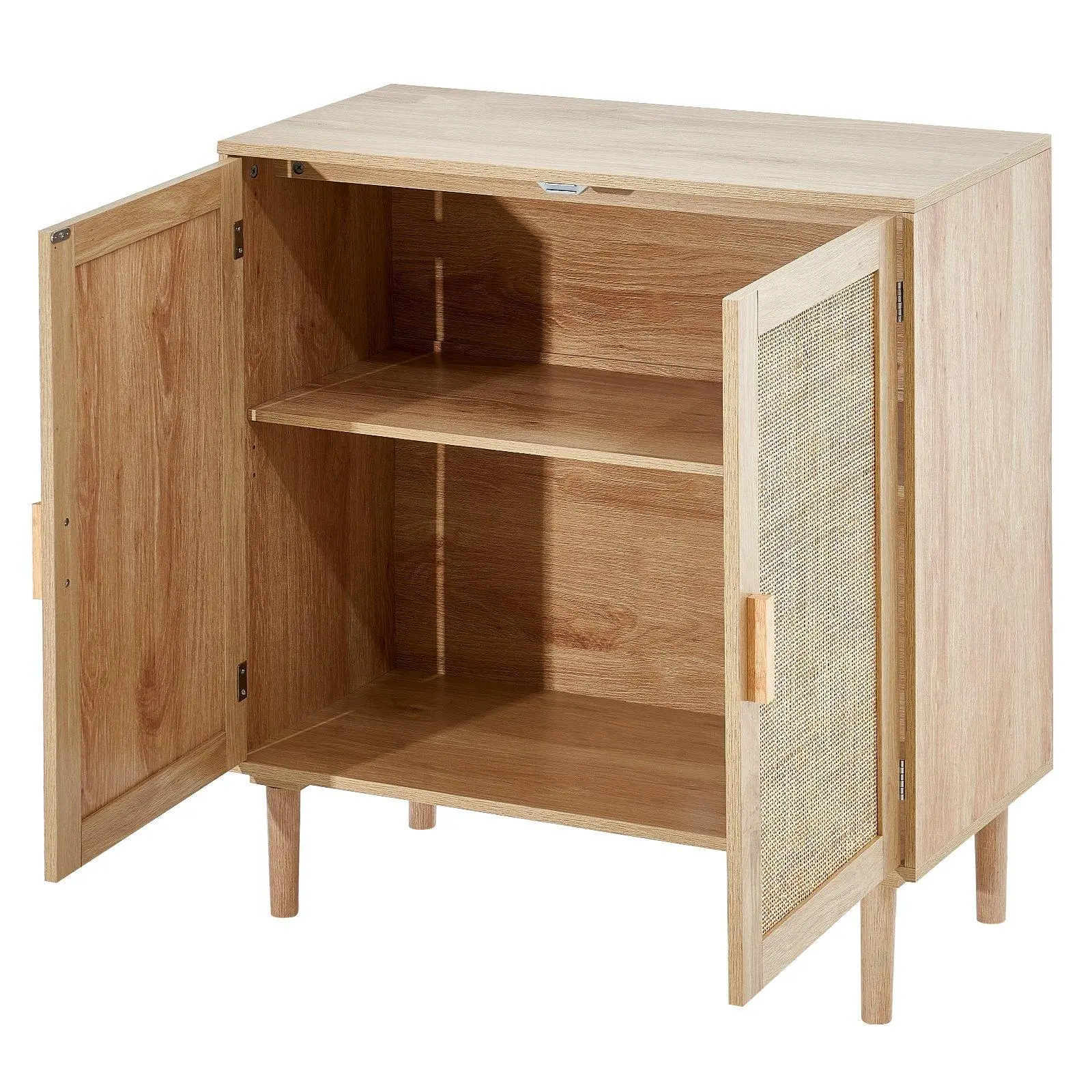 【Summerfinds】VEVOR Natural Rattan Storage Cabinet - Modern Home Furniture, Freestanding Kitchen Cupboard, Kitchen Buffet Sideboard, 2 Magnetic Doors, Adjustable Shelves, Sturdy, Manual Assembly, Handwoven Weave