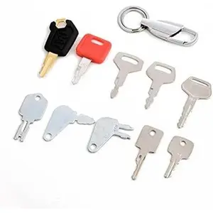 10 Heavy Construction Equipment Ignition Keys Sets with Keychain for Caterpillar Case JD Hyster Komatsu Keys Heavy Equipment