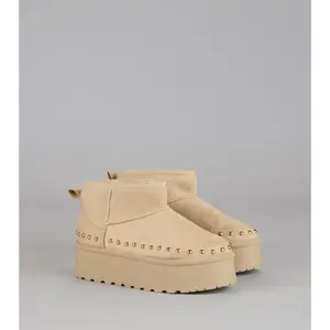 Frost Mode Microsuede Stud Platform Booties