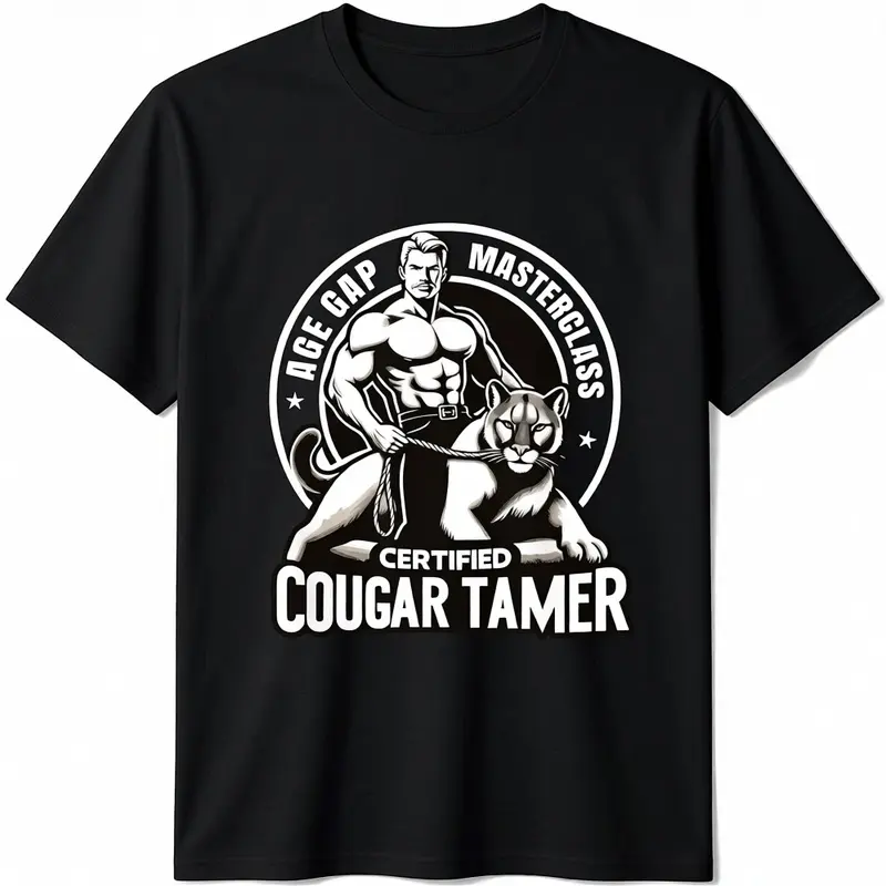 Funny Inappropriate Adult Humor Certified Cougar Tamer Gag T-Shirt, Trendy Shirt - Unisex Shirt Graphic Tees For Men And Women - Gifts For All, Casual Fit Comfy, Short Sleeve