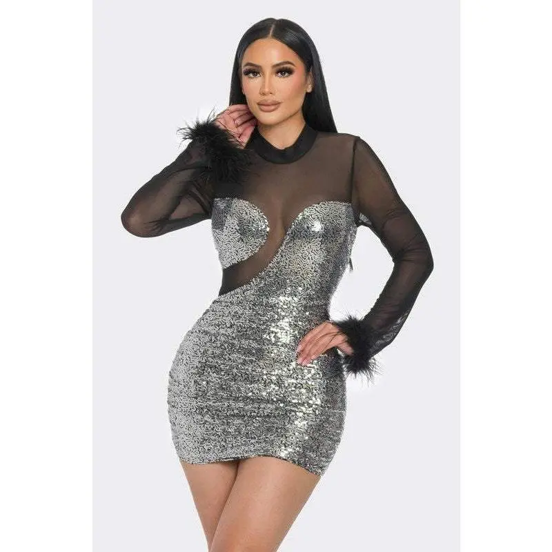 slim fit dress slacks Chi Chi London Women's One Shoulder Printed Glitter Midi Dress in Silver