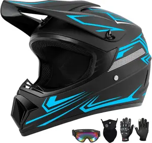 Motocross Helmet is suitable for adults, youth, kids,Fit for ATV, motocross, street bike, dirt bike, motorcycle, mountain bike and other outdoor riding Helmet Off-Road 4 Wheel Off-Road Vehicle Helmets with DOT Certified 4-Piece Set summerwins,summerwins