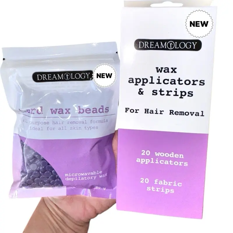 Hard Wax Beads 80g & 20 Ct-Wax Applicator & 20-ct Strips Set for Hair Removal -Dreamology Microwaveable and Fabric Applicators