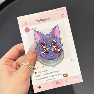 Retro Sailor Moon Cat MagSafe Phone Grip, 90s Anime Aesthetic Griptok, Trippy Luna Cat Phone Stand, Purple Manga Style Accessory, Nostalgic Moon Cat Gift