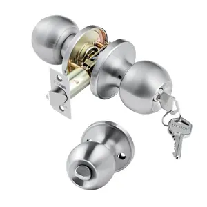 VEVOR Keyed Entry Door Knob, Satin Nickel Door Knob with Round Ball, Keyed Exterior Thumb Turn Lock Interior, All Metal Doorknobs Hardware with Lock and Keys, Modern Design for Bedroom BathroomVEVOR Super Brand Day