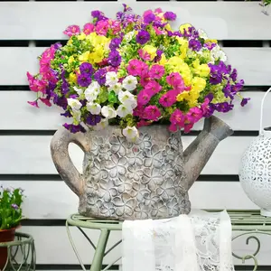 Artificial Flowers for Outdoor Indoor Garden Home Decoration, Faux Flower Daisy with Eucalyptus Leaves Fake Plants Greenery Boxwood Porch Patio, 12 Bundles