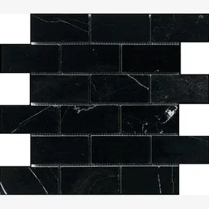 Nero Marquina 2×4 Brick Polished/Honed Marble Mosaic Sample