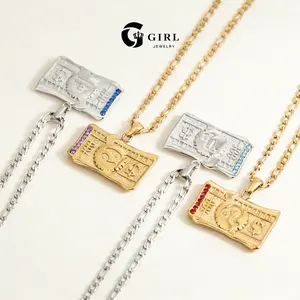 GGIRL Durable 18K Gold Plated 12month colourful Zircon birthstone 100 Dollar Design Zodiac Pendant Necklace for Men and Women,Elegant Unique niche necklace Personalized Hip-Hop Accessesory Jewelry Perfect Gift for Party/Daily/Birthday