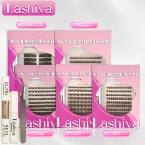 Lashiva For U Collections - DIY Lash Extension Kit Natural Look Soft Cluster Lashes with Bond & Tweezers, Waterproof & Long-Lasting, Salon High-Quality Materials