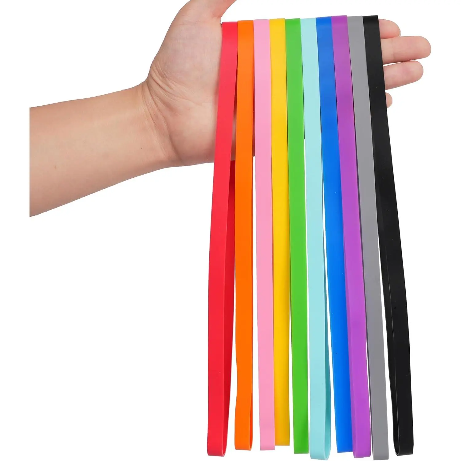Silicone Rubber Bands - 10 Pcs 12-inch Solid Color Elastic Wraps for Women's Wardrobe Organization, Cooking Use, Office Supplies, Rubber Bands, 10 Pieces