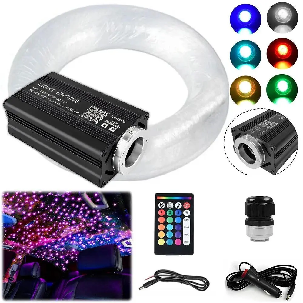 500PCS Car Roof Headliner Star Light Kit, RGBW Fiber Optic Twinkle Ceiling Lights, Bluetooth APP Control Music Sync, 15 Static Colors Dynamic Modes for Car & Home Ambience Decoration